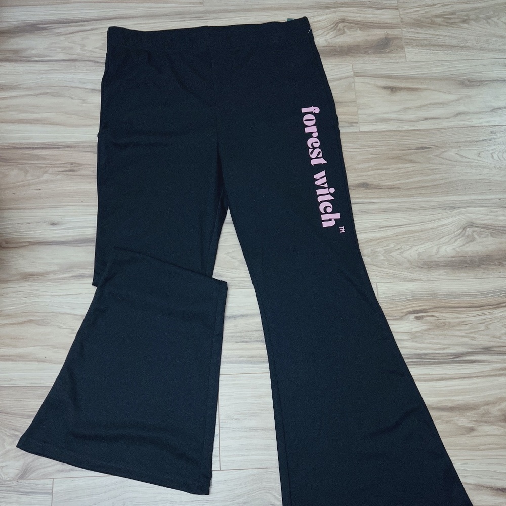 Forest Witch Black Bell Bottom Pants, Oversized pants, Cozy House pants